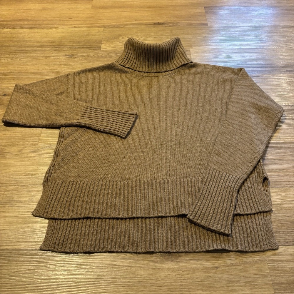 Anthropologie Blair Wool Blend Turtleneck Sweater Woman S Camel Brown Italy Made